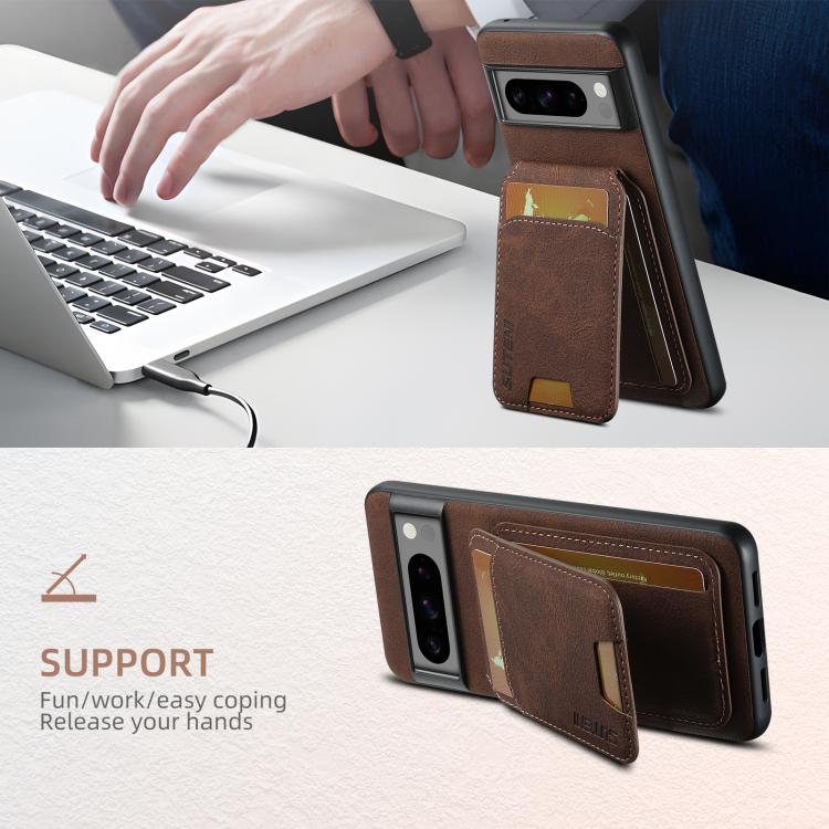 For Google Pixel 10 Pro XL Suteni H02 Litchi Leather Card Wallet Stand Back Phone Case(Brown) - Google Cases by Suteni | Online Shopping UK | buy2fix