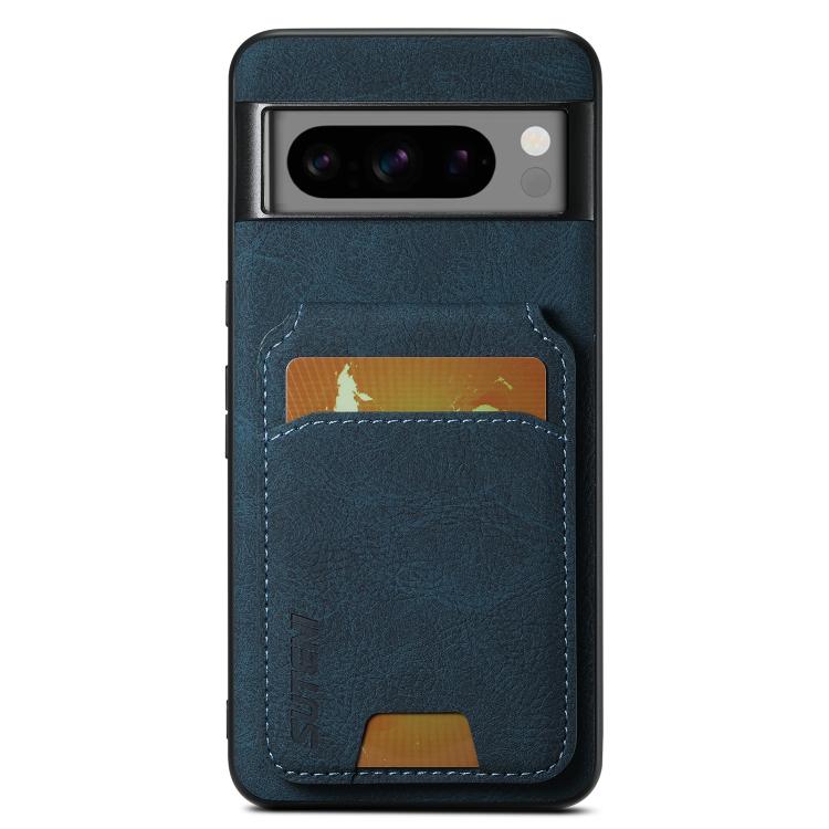 For Google Pixel 10 Pro XL Suteni H02 Litchi Leather Card Wallet Stand Back Phone Case(Blue) - Google Cases by Suteni | Online Shopping UK | buy2fix