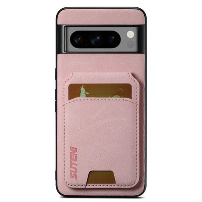 For Google Pixel 10 Pro XL Suteni H02 Litchi Leather Card Wallet Stand Back Phone Case(Pink) - Google Cases by Suteni | Online Shopping UK | buy2fix