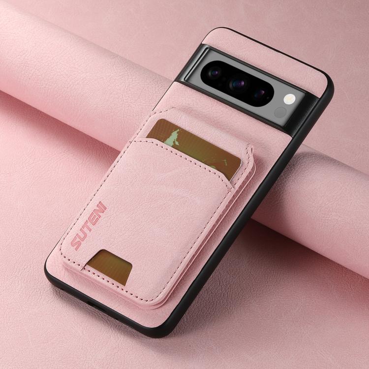 For Google Pixel 10 Pro XL Suteni H02 Litchi Leather Card Wallet Stand Back Phone Case(Pink) - Google Cases by Suteni | Online Shopping UK | buy2fix