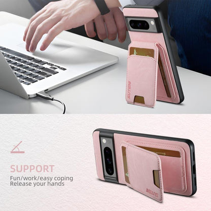 For Google Pixel 10 Pro XL Suteni H02 Litchi Leather Card Wallet Stand Back Phone Case(Pink) - Google Cases by Suteni | Online Shopping UK | buy2fix