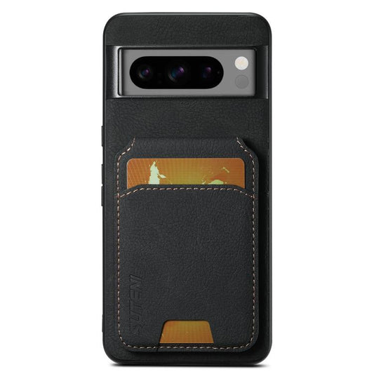 For Google Pixel 10 Pro Suteni H02 Litchi Leather Card Wallet Stand Back Phone Case(Black) - Google Cases by Suteni | Online Shopping UK | buy2fix