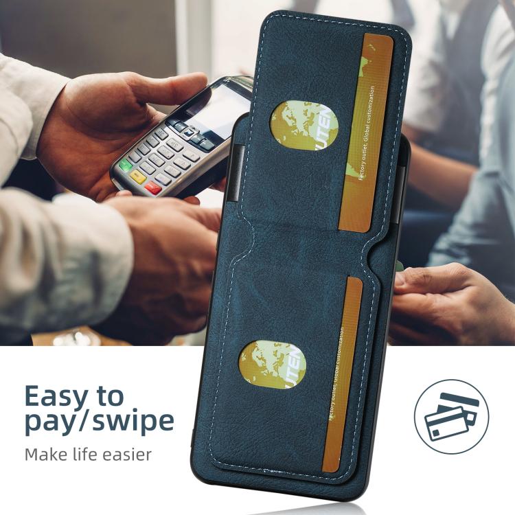 For Google Pixel 10 Pro Suteni H02 Litchi Leather Card Wallet Stand Back Phone Case(Blue) - Google Cases by Suteni | Online Shopping UK | buy2fix