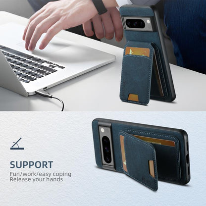 For Google Pixel 10 Pro Suteni H02 Litchi Leather Card Wallet Stand Back Phone Case(Blue) - Google Cases by Suteni | Online Shopping UK | buy2fix