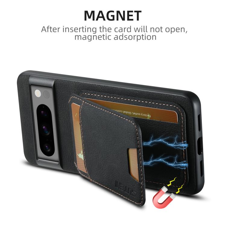 For Google Pixel 10 Suteni H02 Litchi Leather Card Wallet Stand Back Phone Case(Black) - Google Cases by Suteni | Online Shopping UK | buy2fix