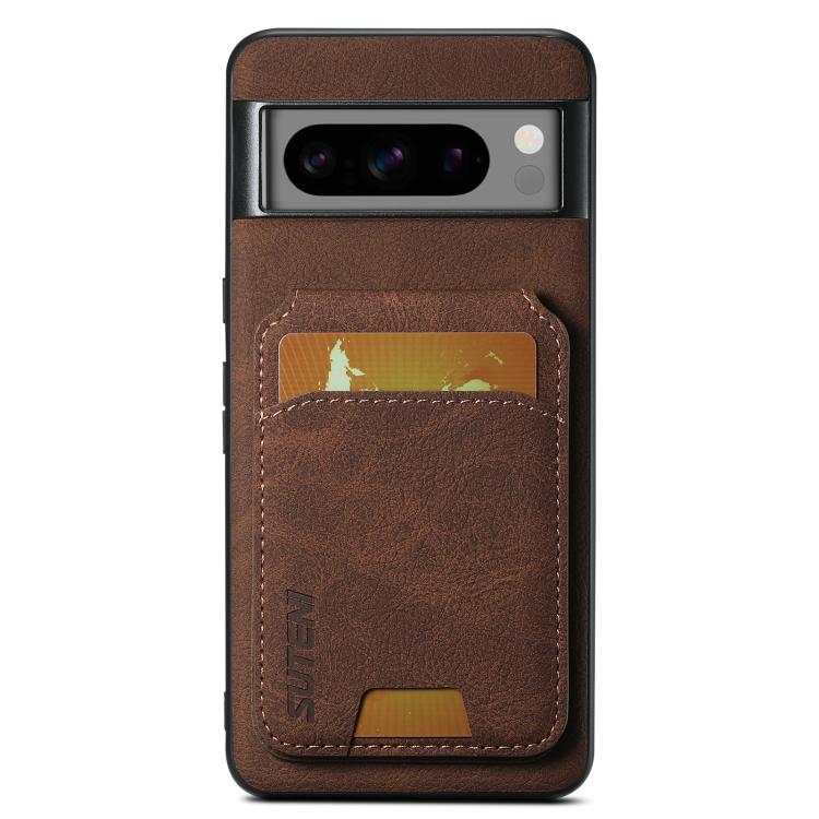 For Google Pixel 10 Suteni H02 Litchi Leather Card Wallet Stand Back Phone Case(Brown) - Google Cases by Suteni | Online Shopping UK | buy2fix