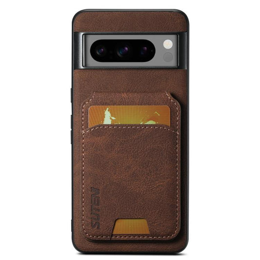For Google Pixel 10 Suteni H02 Litchi Leather Card Wallet Stand Back Phone Case(Brown) - Google Cases by Suteni | Online Shopping UK | buy2fix