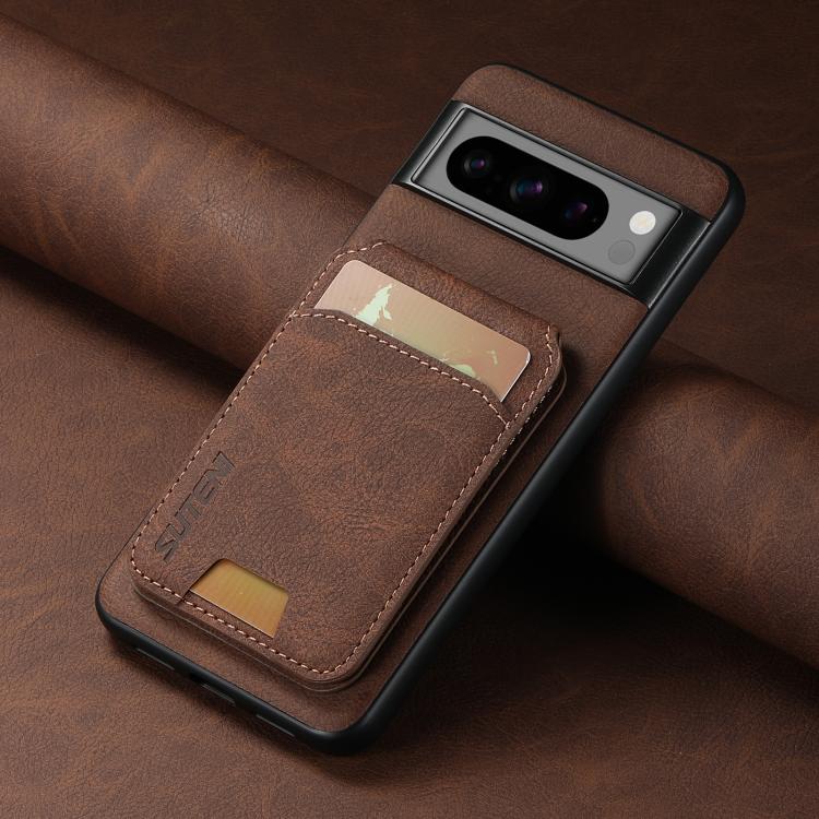 For Google Pixel 10 Suteni H02 Litchi Leather Card Wallet Stand Back Phone Case(Brown) - Google Cases by Suteni | Online Shopping UK | buy2fix