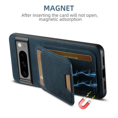 For Google Pixel 10 Suteni H02 Litchi Leather Card Wallet Stand Back Phone Case(Blue) - Google Cases by Suteni | Online Shopping UK | buy2fix