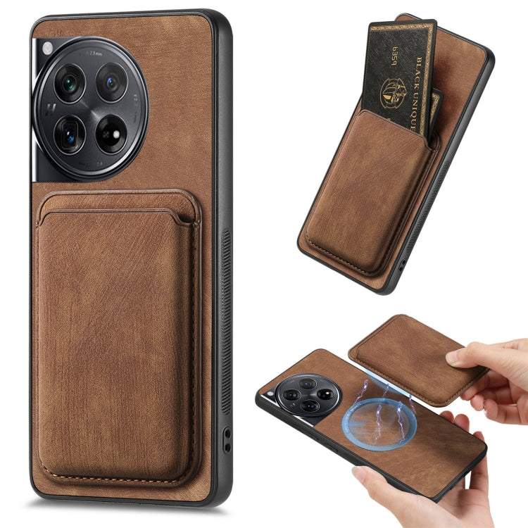 For OnePlus 12 5G Retro Leather Card Bag Magnetic Phone Case(Brown) by buy2fix
