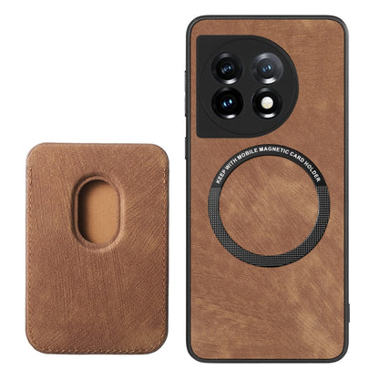 For OnePlus 12 5G Retro Leather Card Bag Magnetic Phone Case(Brown) by buy2fix