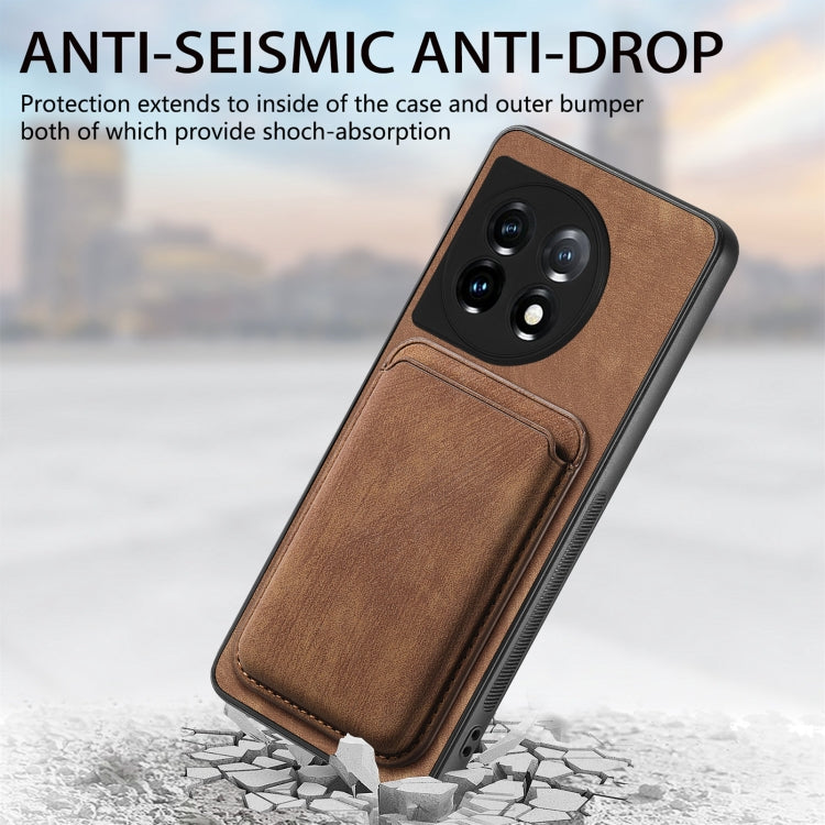 For OnePlus 12 5G Retro Leather Card Bag Magnetic Phone Case(Brown) by buy2fix