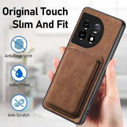 For OnePlus 12 5G Retro Leather Card Bag Magnetic Phone Case(Brown) by buy2fix