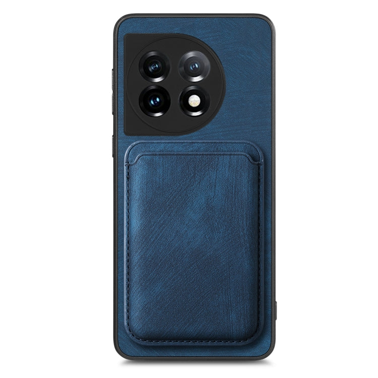 For OnePlus 12 5G Retro Leather Card Bag Magnetic Phone Case(Blue) - OnePlus Cases by buy2fix | Online Shopping UK | buy2fix