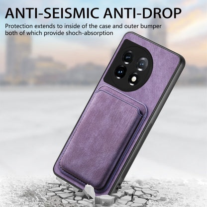 For OnePlus 12 5G Retro Leather Card Bag Magnetic Phone Case(Purple) by buy2fix