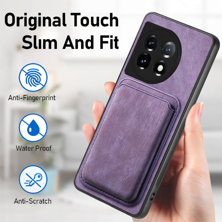 For OnePlus 12 5G Retro Leather Card Bag Magnetic Phone Case(Purple) by buy2fix