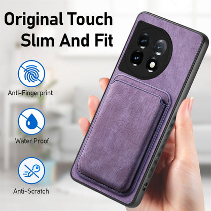 For OnePlus 12 5G Retro Leather Card Bag Magnetic Phone Case(Purple) by buy2fix