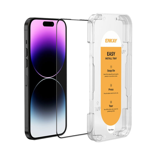 For iPhone 14 Pro ENKAY Easy Install High Alumina Silicon Full Glass Film - iPhone 14 Pro Tempered Glass by ENKAY | Online Shopping UK | buy2fix