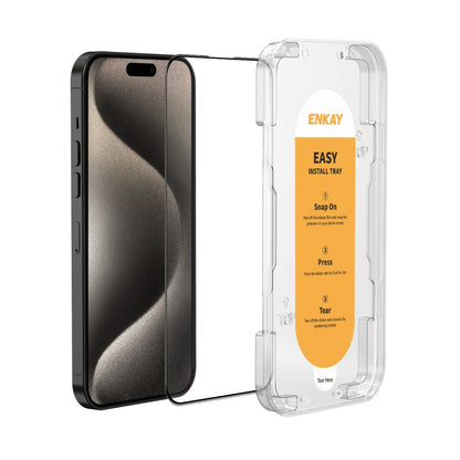 For iPhone 15 Pro ENKAY Easy Install High Alumina Silicon Full Glass Film - iPhone 15 Pro Tempered Glass by ENKAY | Online Shopping UK | buy2fix