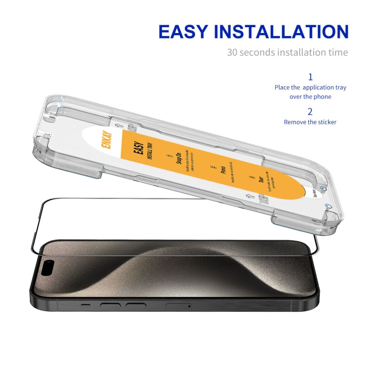 For iPhone 15 Pro ENKAY Easy Install High Alumina Silicon Full Glass Film - iPhone 15 Pro Tempered Glass by ENKAY | Online Shopping UK | buy2fix