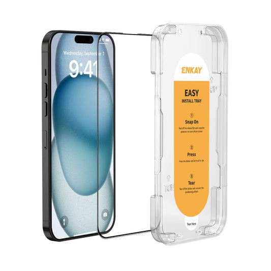 For iPhone 15 Plus ENKAY Easy Install High Alumina Silicon Full Glass Film by ENKAY
