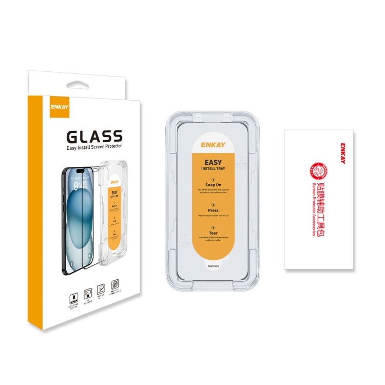 For iPhone 15 Plus / 16 Plus ENKAY Easy Install High Alumina Silicon Full Glass Film - iPhone 15 Plus Tempered Glass by ENKAY | Online Shopping UK | buy2fix