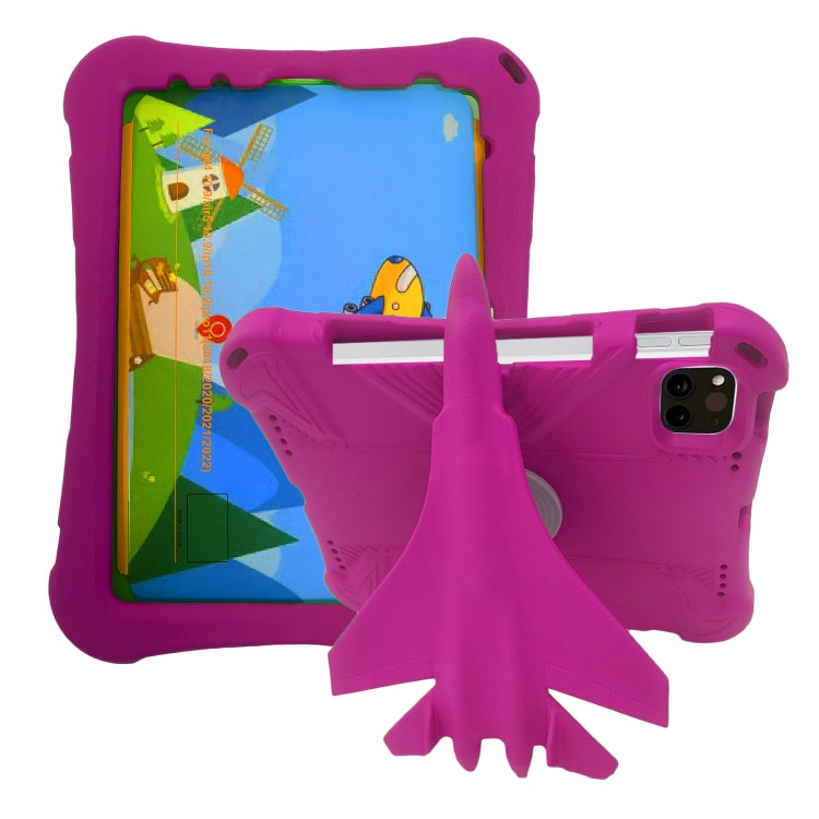 For iPad Air 11 2025 / 2024 360 Rotation Aircraft Holder EVA Shockproof Tablet Case(RoseRed) by buy2fix