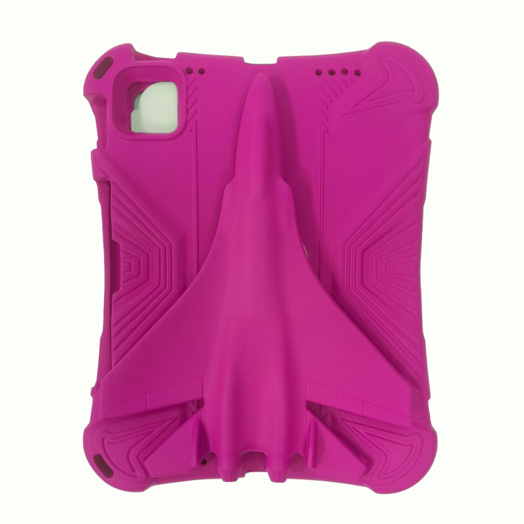 For iPad Air 11 2025 / 2024 360 Rotation Aircraft Holder EVA Shockproof Tablet Case(RoseRed) by buy2fix