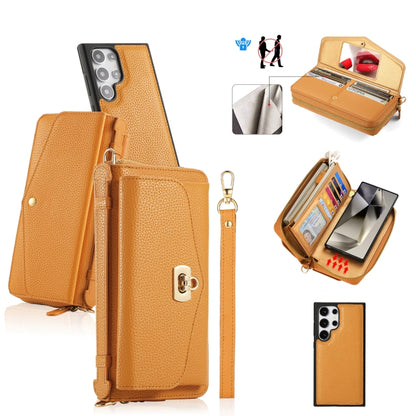 For Samsung Galaxy S24+ 5G Crossbody Multi-functional Zipper Wallet Litchi Leather Phone Case(Orange) - Galaxy S24+ 5G Cases by buy2fix | Online Shopping UK | buy2fix