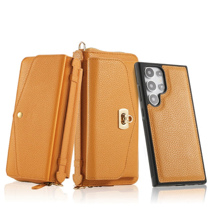 For Samsung Galaxy S24+ 5G Crossbody Multi-functional Zipper Wallet Litchi Leather Phone Case(Orange) - Galaxy S24+ 5G Cases by buy2fix | Online Shopping UK | buy2fix