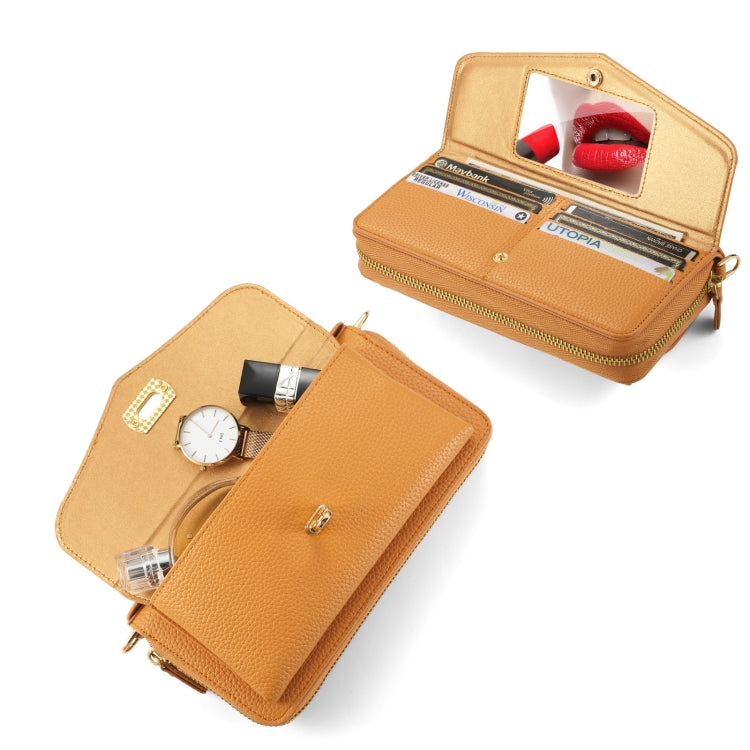 For Samsung Galaxy S24+ 5G Crossbody Multi-functional Zipper Wallet Litchi Leather Phone Case(Orange) - Galaxy S24+ 5G Cases by buy2fix | Online Shopping UK | buy2fix