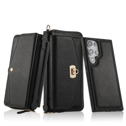 For Samsung Galaxy S24 5G Crossbody Multi-functional Zipper Wallet Litchi Leather Phone Case(Black) - Galaxy S24 5G Cases by buy2fix | Online Shopping UK | buy2fix
