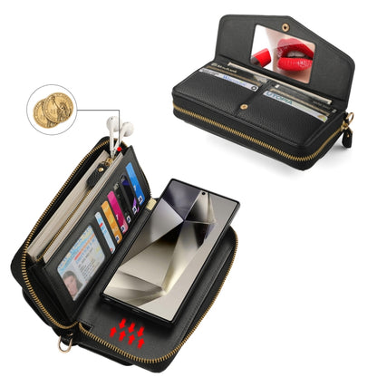 For Samsung Galaxy S24 5G Crossbody Multi-functional Zipper Wallet Litchi Leather Phone Case(Black) - Galaxy S24 5G Cases by buy2fix | Online Shopping UK | buy2fix