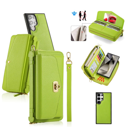For Samsung Galaxy S24 5G Crossbody Multi-functional Zipper Wallet Litchi Leather Phone Case(Green) - Galaxy S24 5G Cases by buy2fix | Online Shopping UK | buy2fix
