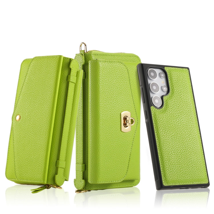 For Samsung Galaxy S24 5G Crossbody Multi-functional Zipper Wallet Litchi Leather Phone Case(Green) - Galaxy S24 5G Cases by buy2fix | Online Shopping UK | buy2fix