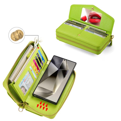 For Samsung Galaxy S24 5G Crossbody Multi-functional Zipper Wallet Litchi Leather Phone Case(Green) - Galaxy S24 5G Cases by buy2fix | Online Shopping UK | buy2fix