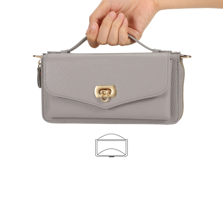 For Samsung Galaxy S23 Ultra 5G Crossbody Multi-functional Zipper Wallet Litchi Leather Phone Case(Grey) - Galaxy S23 Ultra 5G Cases by buy2fix | Online Shopping UK | buy2fix