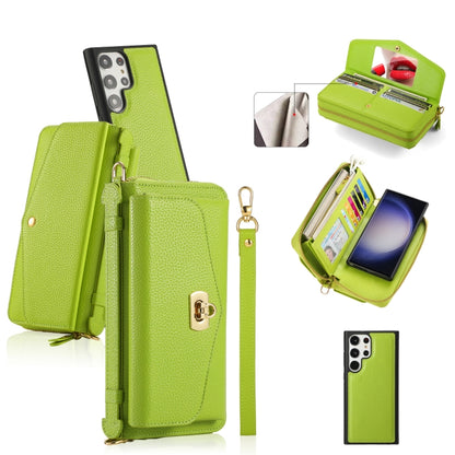 For Samsung Galaxy S23 Ultra 5G Crossbody Multi-functional Zipper Wallet Litchi Leather Phone Case(Green) - Galaxy S23 Ultra 5G Cases by buy2fix | Online Shopping UK | buy2fix