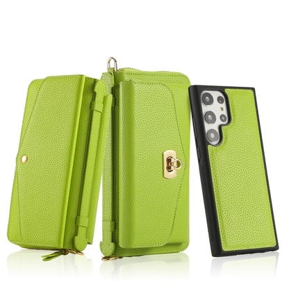 For Samsung Galaxy S23 Ultra 5G Crossbody Multi-functional Zipper Wallet Litchi Leather Phone Case(Green) - Galaxy S23 Ultra 5G Cases by buy2fix | Online Shopping UK | buy2fix