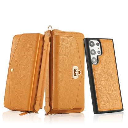 For Samsung Galaxy S23 5G Crossbody Multi-functional Zipper Wallet Litchi Leather Phone Case(Orange) - Galaxy S23 5G Cases by buy2fix | Online Shopping UK | buy2fix