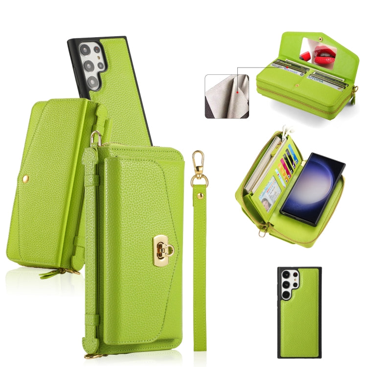 For Samsung Galaxy S23 5G Crossbody Multi-functional Zipper Wallet Litchi Leather Phone Case(Green) - Galaxy S23 5G Cases by buy2fix | Online Shopping UK | buy2fix