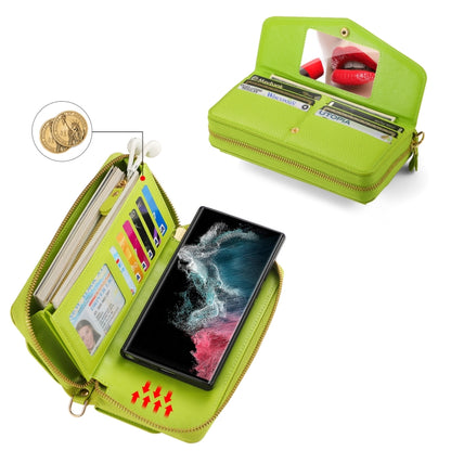 For Samsung Galaxy S22+ 5G Crossbody Multi-functional Zipper Wallet Litchi Leather Phone Case(Green) - Galaxy S22 5G Cases by buy2fix | Online Shopping UK | buy2fix