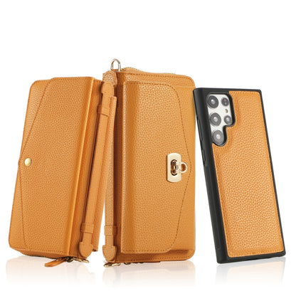 For Samsung Galaxy S22 5G Crossbody Multi-functional Zipper Wallet Litchi Leather Phone Case(Orange) - Galaxy S22 5G Cases by buy2fix | Online Shopping UK | buy2fix