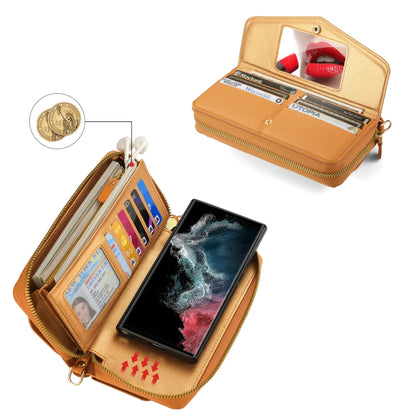 For Samsung Galaxy S22 5G Crossbody Multi-functional Zipper Wallet Litchi Leather Phone Case(Orange) - Galaxy S22 5G Cases by buy2fix | Online Shopping UK | buy2fix