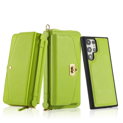 For Samsung Galaxy S22 5G Crossbody Multi-functional Zipper Wallet Litchi Leather Phone Case(Green) - Galaxy S22 5G Cases by buy2fix | Online Shopping UK | buy2fix