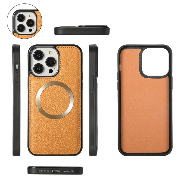 For iPhone 14 Pro MagSafe Crossbody Multi-functional Zipper Wallet Litchi Leather Phone Case(Orange) - iPhone 14 Pro Cases by buy2fix | Online Shopping UK | buy2fix