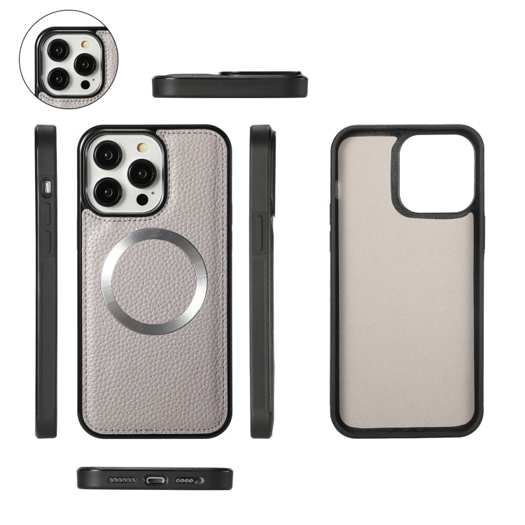 For iPhone 14 Pro Max MagSafe Crossbody Multi-functional Zipper Wallet Litchi Leather Phone Case(Grey) - iPhone 14 Pro Max Cases by buy2fix | Online Shopping UK | buy2fix