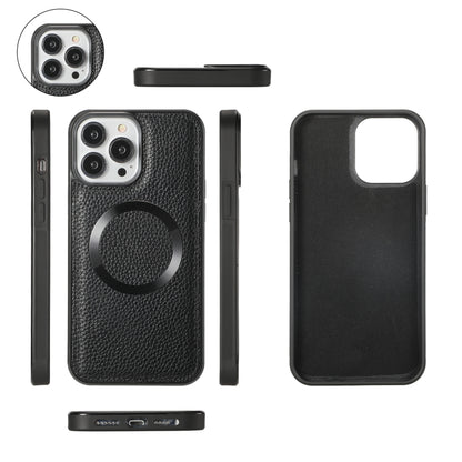 For iPhone 13 MagSafe Crossbody Multi-functional Zipper Wallet Litchi Leather Phone Case(Black) - iPhone 13 Cases by buy2fix | Online Shopping UK | buy2fix