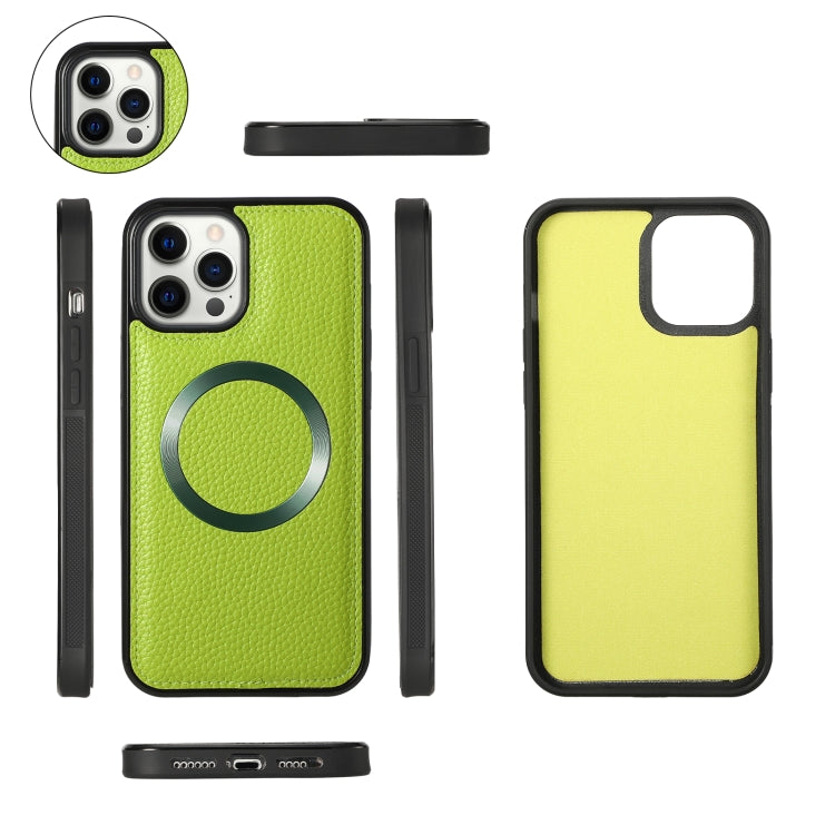 For iPhone 12 MagSafe Crossbody Multi-functional Zipper Wallet Litchi Leather Phone Case(Green) - iPhone 12 / 12 Pro Cases by buy2fix | Online Shopping UK | buy2fix