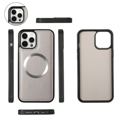 For iPhone 12 MagSafe Crossbody Multi-functional Zipper Wallet Litchi Leather Phone Case(Grey) - iPhone 12 / 12 Pro Cases by buy2fix | Online Shopping UK | buy2fix